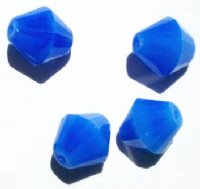 4 15x14mm Faceted Milky Blue Bicones